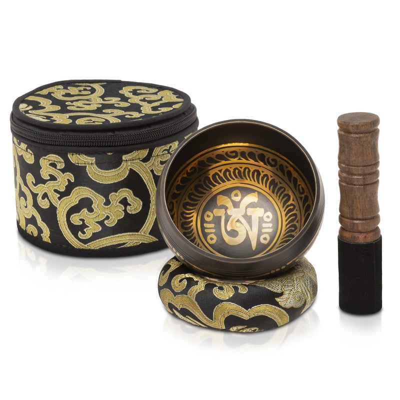 Wish Well Tibetan Singing Bowl Set 4" â€“ Handcrafted in Nepal with Storage Case â€“ Meditation Sound Bowl for Sound Healing, Sound Bath, Reiki, Yoga, Mindfulness & Meditation Accessories - Image 1